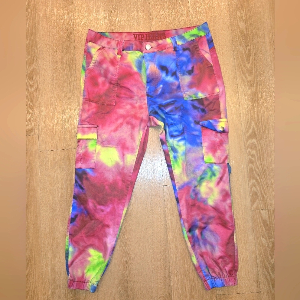 VIP Jeans, Colorful Tie Dye Jeans, Cargo Pants, Womens XX